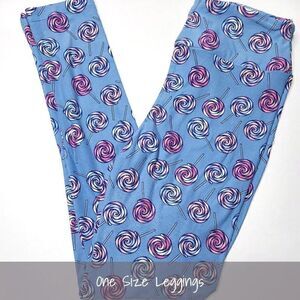 LuLaRoe OS Leggings Lollipops Blue Pink NEW